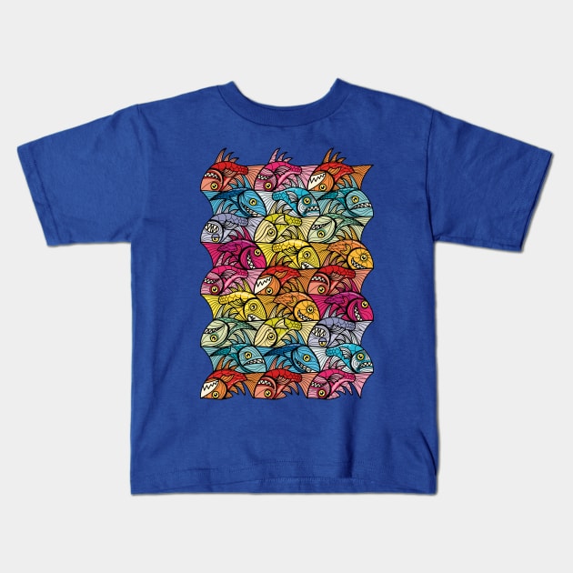 Escher Style fish Kids T-Shirt by Maxsomma
